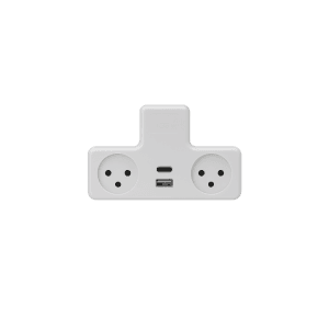 מפצל חשמל T עם 2 שקעים וחיבור TYPE C + USB מבית SEMICOM SWITCH
