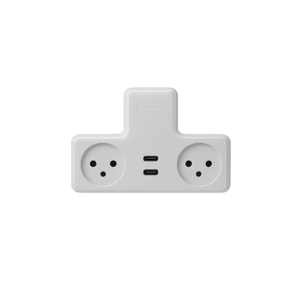 מפצל חשמל T עם 2 שקעים וחיבורי TYPE C מבית SEMICOM SWITCH